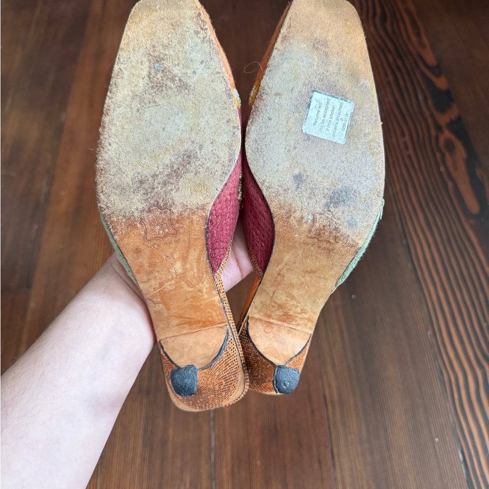 Fendi Beaded Multicolor Slip-On Heels in Peach, Black, White, Lime - Picture 6 of 6